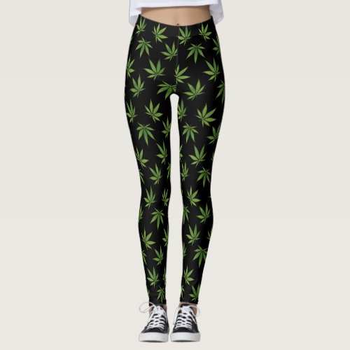 Weed Large Leaf Pattern  Editable Color Leggings