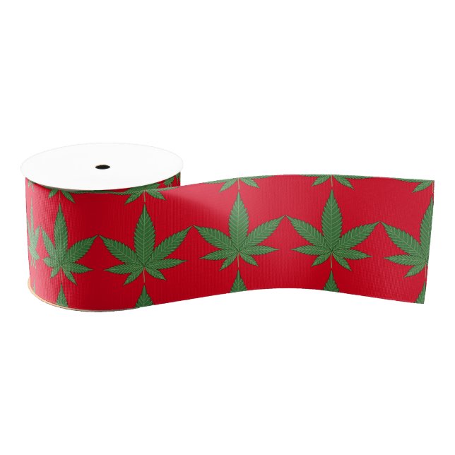 Weed Leaf Christmas Grosgrain Ribbon (Spool)