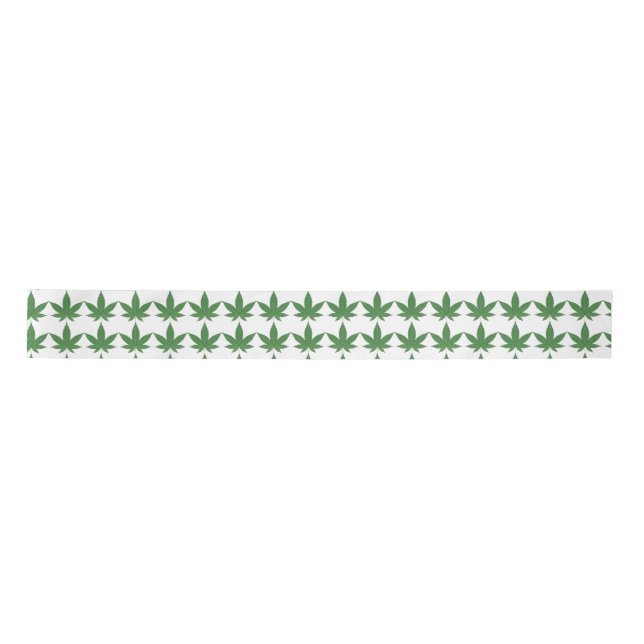 Weed Leaf Christmas Personalized Satin Ribbon (Front)