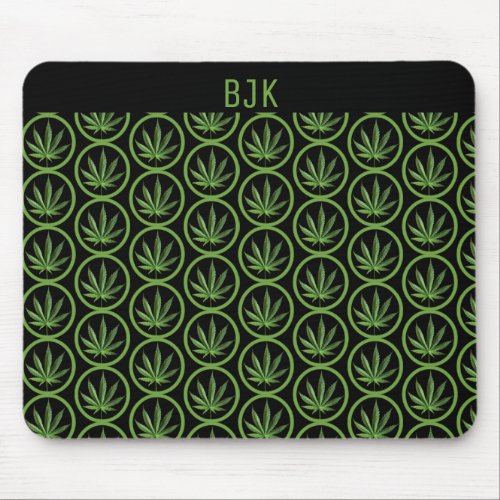 Weed Leaf Circle Pattern Mouse Pad