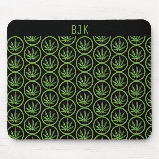 Weed Leaf Circle Pattern Mouse Pad (Front)