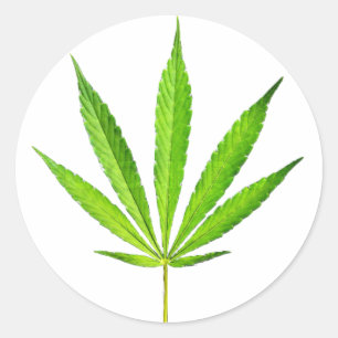 WEED LEAF CLASSIC ROUND STICKER
