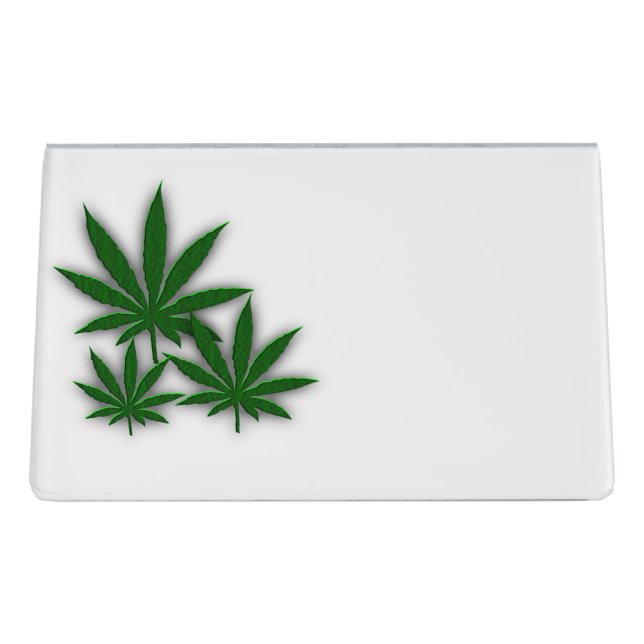 Weed Leaf Desk Business Card Holder (Back)