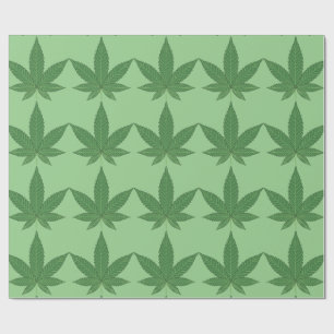 Weed Leaf Green on Light Green Wrapping Paper