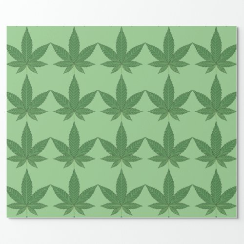 Weed Leaf Green on Light Green Wrapping Paper