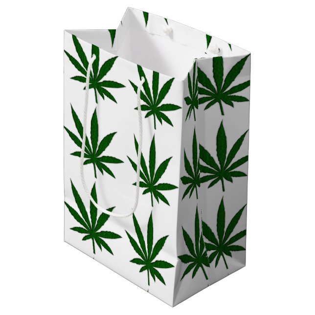 Weed Leaf Medium Gift Bag (Front Angled)