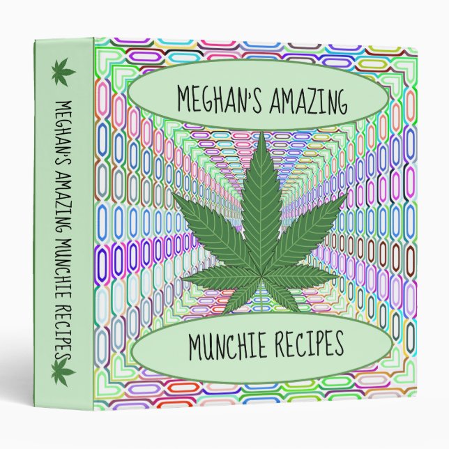 Weed Leaf Munchies Personalized 3 Ring Binder (Front/Spine)