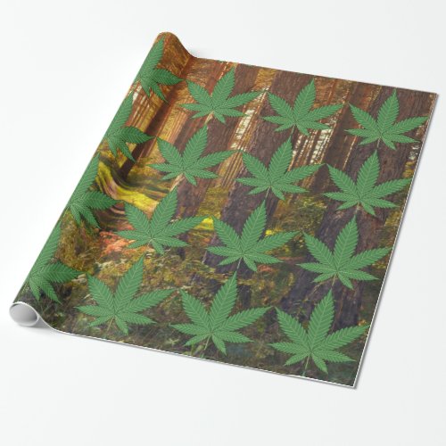 Weed Leaf on Forest Woods Background Wrapping Paper