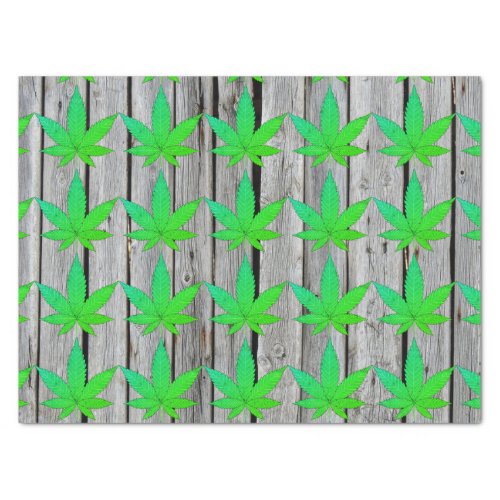 Weed Leaf on Rustic Wood Fence Personalized Tissue Paper