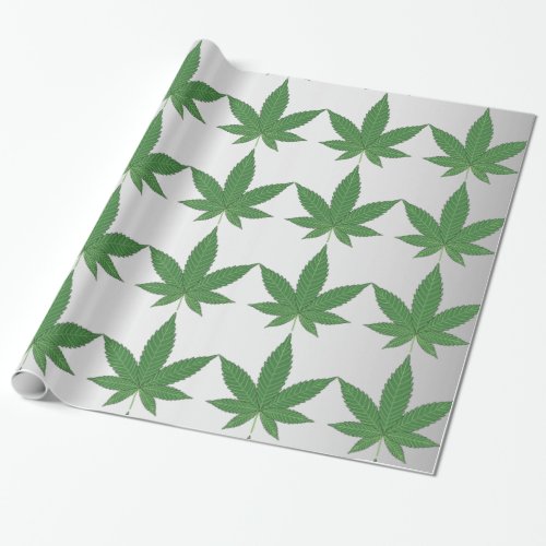 Weed Leaf on Silver Foiled Look Personalized Wrapping Paper