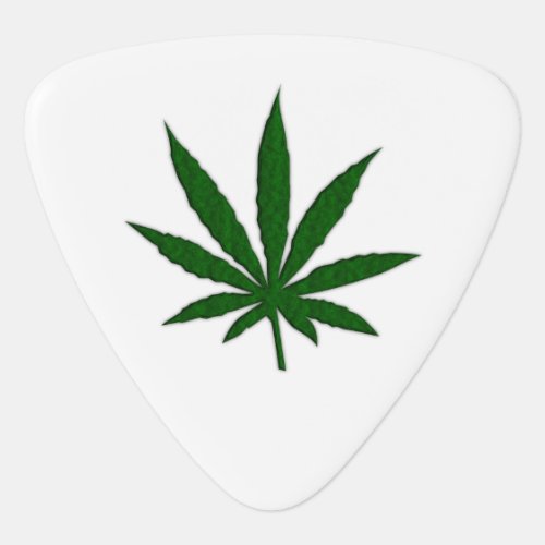 Weed Leaf on White Guitar Pick