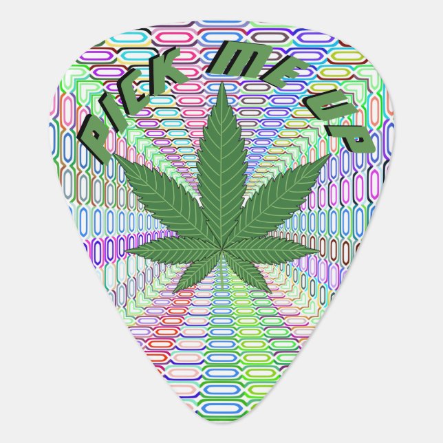 Weed Leaf Pick Me Up Guitar Pick (Front)
