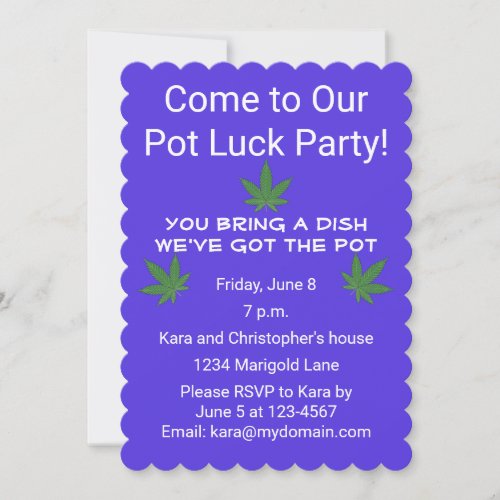 Weed Leaf Pot Luck Party Personalized Invitation
