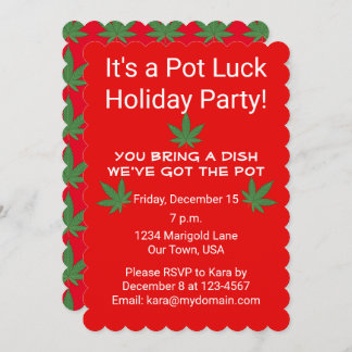 Weed Leaf Pot Luck Personalized Invitation