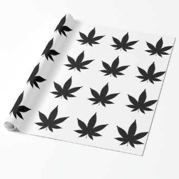 Weed Leaf Silhouette Wrapping Paper by vicesandverses at Zazzle