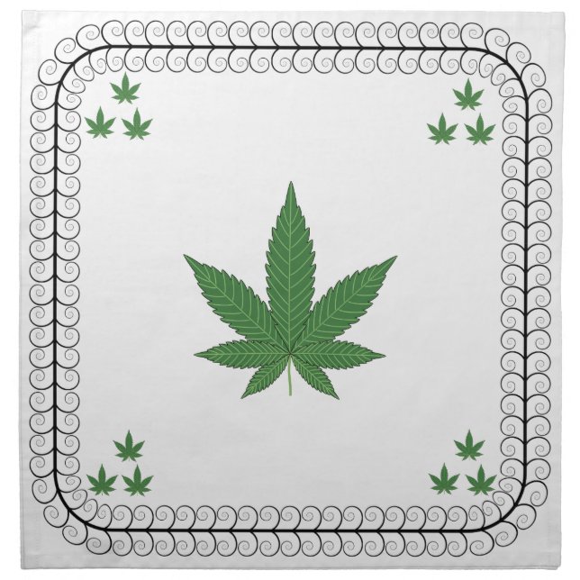 Weed Leaf Tree Swirl Trim Cloth Napkin (Front)