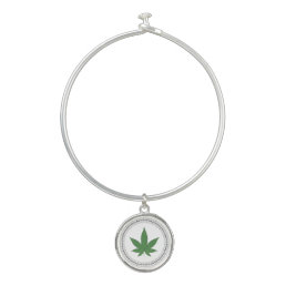 Weed Leaf Tree Swirl Trim Personalized Bangle Bracelet