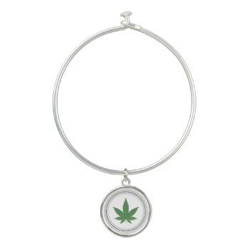 Weed Leaf Tree Swirl Trim Personalized Bangle Bracelet by vicesandverses at Zazzle