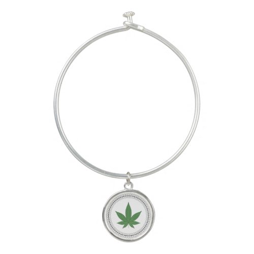 Weed Leaf Tree Swirl Trim Personalized Bangle Bracelet