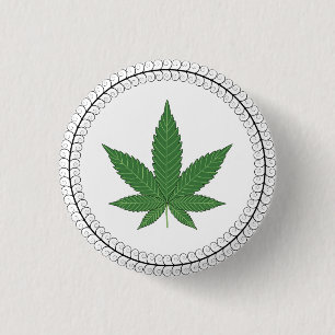 Weed Leaf Tree Swirl Trim Personalized Button