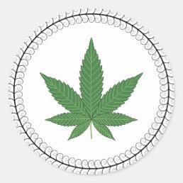 Weed Leaf Tree Swirl Trim Personalized Classic Round Sticker