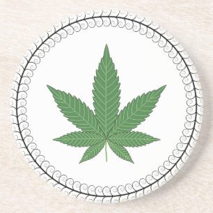 Weed Leaf Tree Swirl Trim Personalized Coaster
