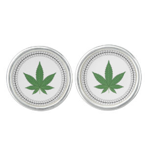 Weed Leaf Tree Swirl Trim Personalized Cufflinks