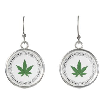 Weed Leaf Tree Swirl Trim Personalized Earrings by vicesandverses at Zazzle