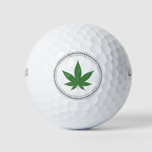 Weed Leaf Tree Swirl Trim Personalized Golf Balls (Front)