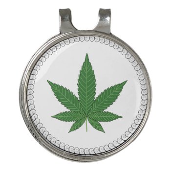 Weed Leaf Tree Swirl Trim Personalized Golf Hat Clip by vicesandverses at Zazzle