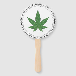 Weed Leaf Tree Swirl Trim Personalized Hand Fan