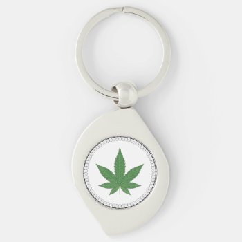 Weed Leaf Tree Swirl Trim Personalized Keychain by vicesandverses at Zazzle