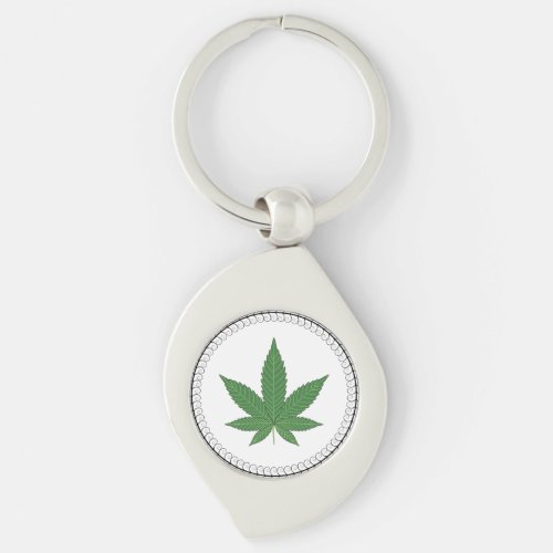 Weed Leaf Tree Swirl Trim Personalized Keychain