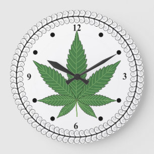 Weed Leaf Tree Swirl Trim Personalized Large Clock