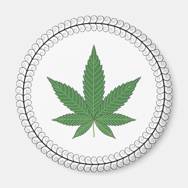 Weed Leaf Tree Swirl Trim Personalized Magnet (Front)