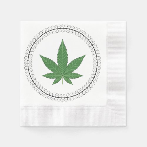 Weed Leaf Tree Swirl Trim Personalized Napkins