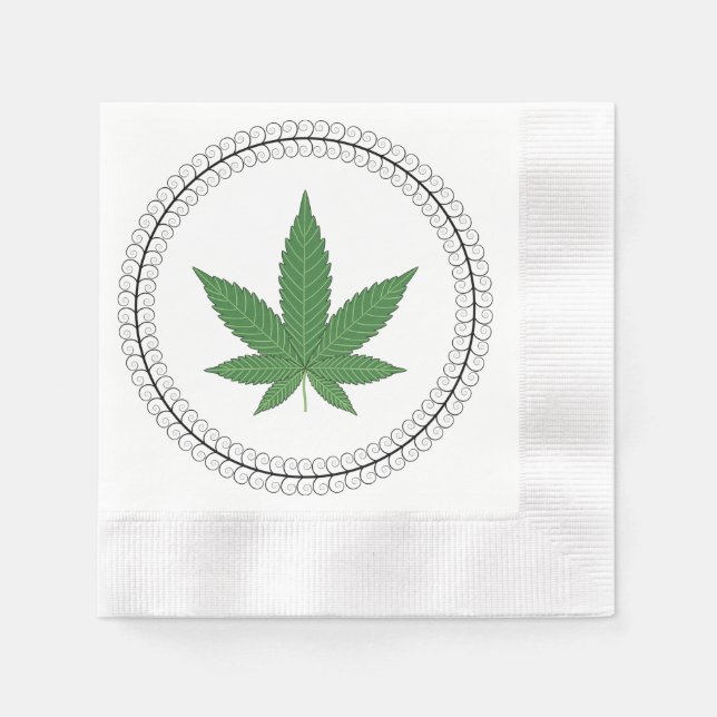Weed Leaf Tree Swirl Trim Personalized Napkins (Front)