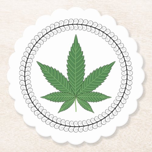 Weed Leaf Tree Swirl Trim Personalized Paper Coaster