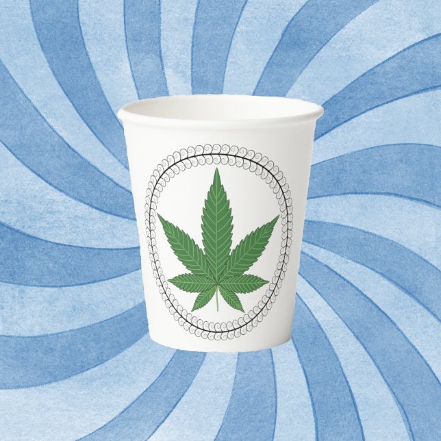 Weed Leaf Tree Swirl Trim Personalized Paper Cups (Creator Uploaded)