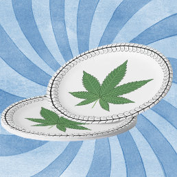 Weed Leaf Tree Swirl Trim Personalized Paper Plates