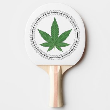 Weed Leaf Tree Swirl Trim Personalized Ping Pong Paddle by vicesandverses at Zazzle