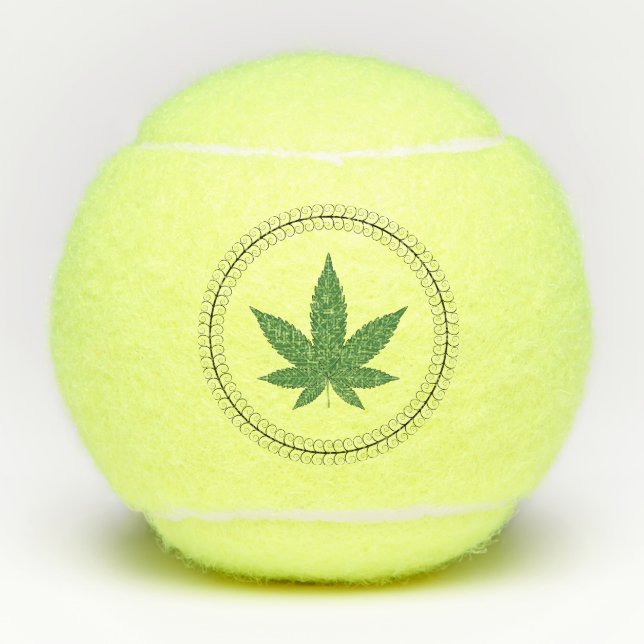 Weed Leaf Tree Swirl Trim Personalized Tennis Balls (Front)