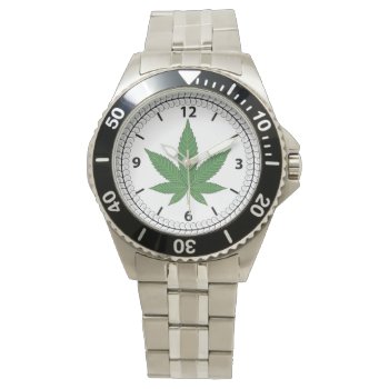 Weed Leaf Tree Swirl Trim Personalized Watch by vicesandverses at Zazzle