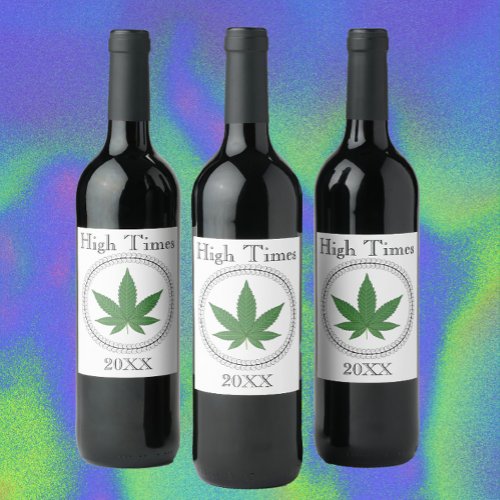 Weed Leaf Tree Swirl Trim Personalized Wine Label