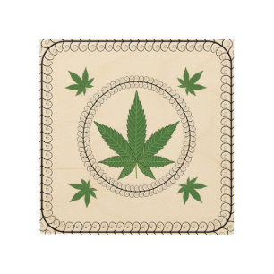 Weed Leaf Tree Swirl Trim Personalized Wood Wall Art