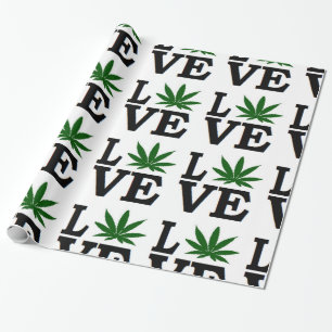 Weed Love Leaf Christmas xmas hanukkah Wrapping Paper
