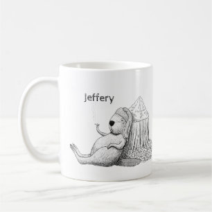 Weed Smoking Relaxing Beaver Funny Custom Name Coffee Mug