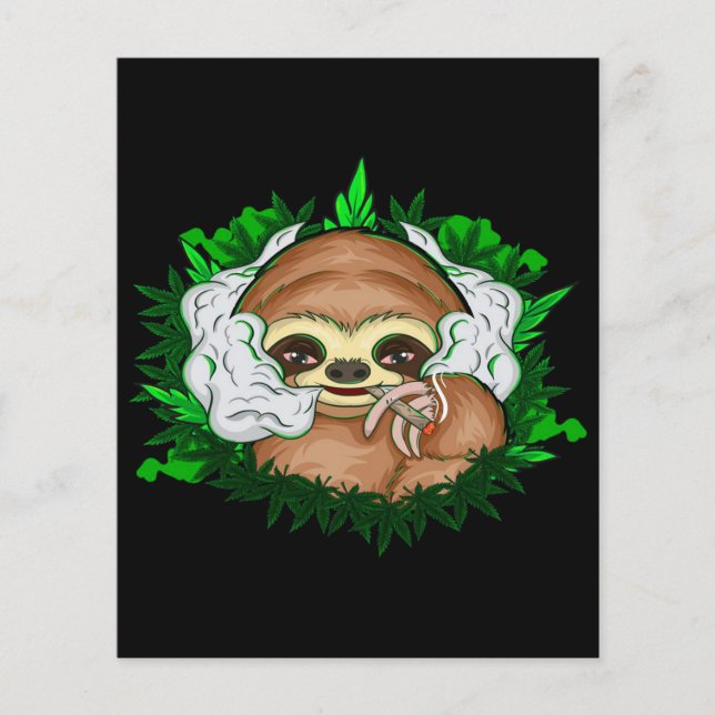 Weed Smoking Stoned Sloth Flyer (Front)