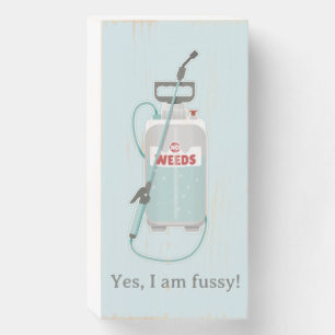 weed spray garden maintenance wooden box sign