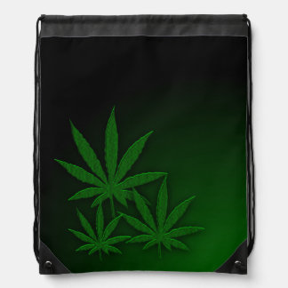Weed Triple Leaf Drawstring Bag